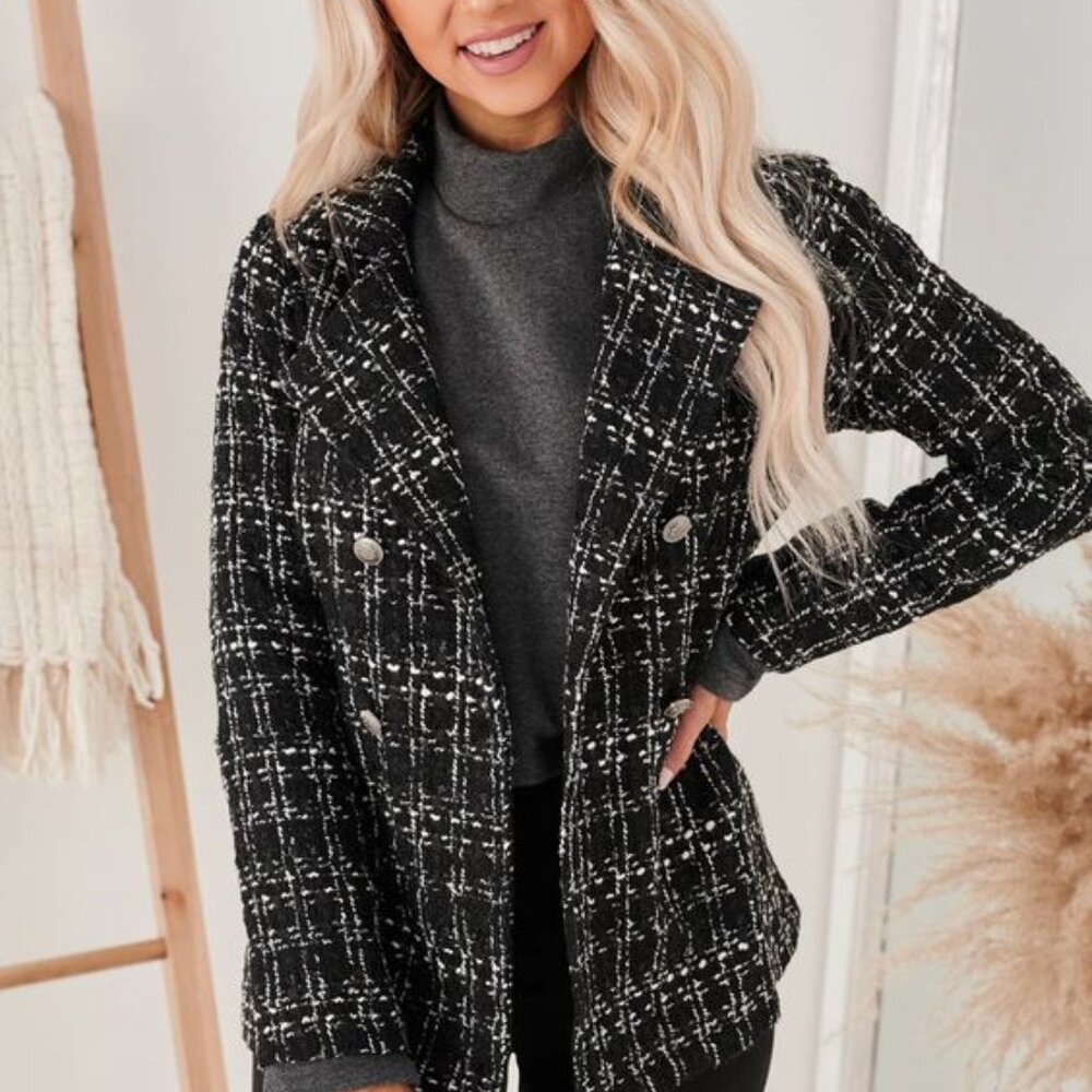 NWT NanaMacs HyFve Business As Usual Black Tweed Jacket